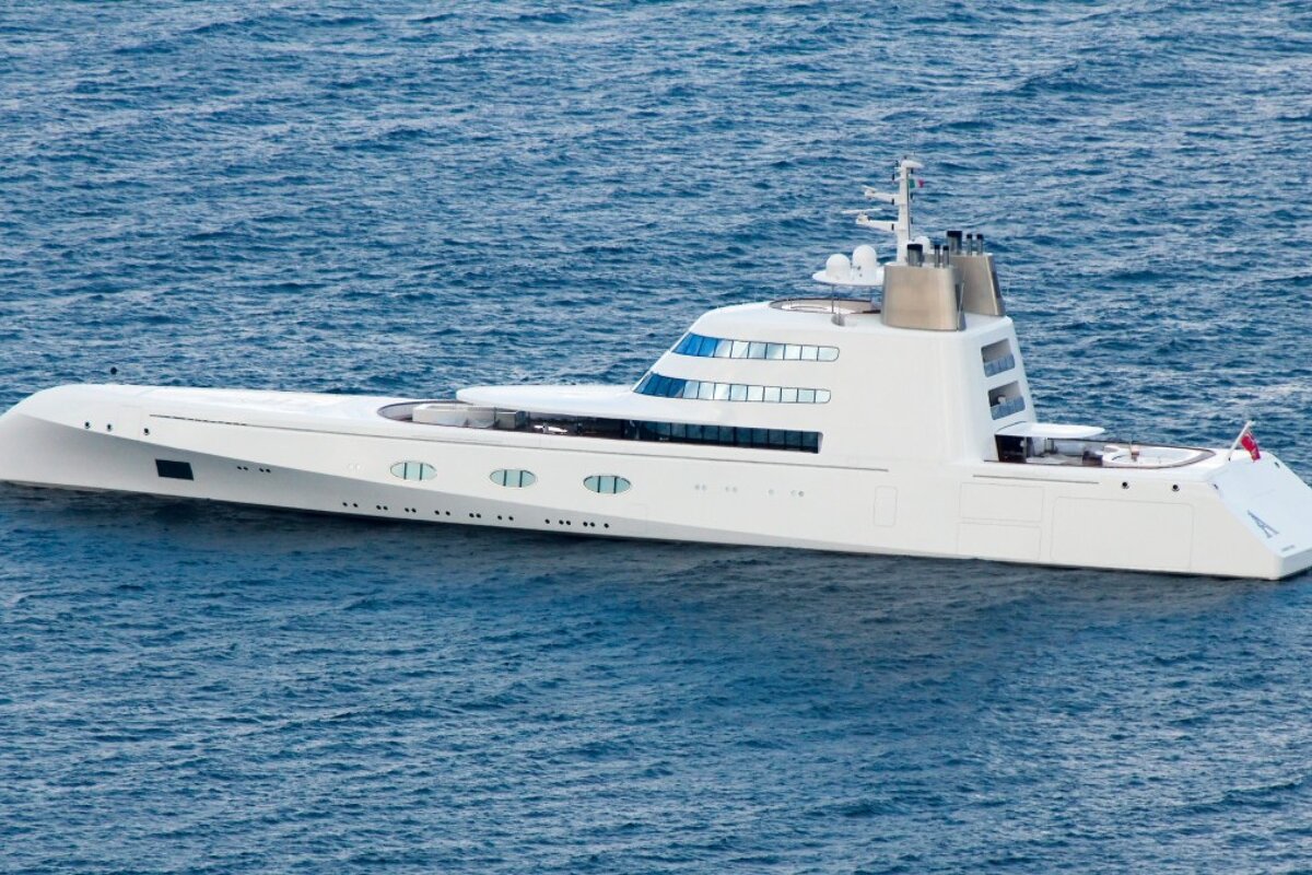the luxury super yacht A at sea
