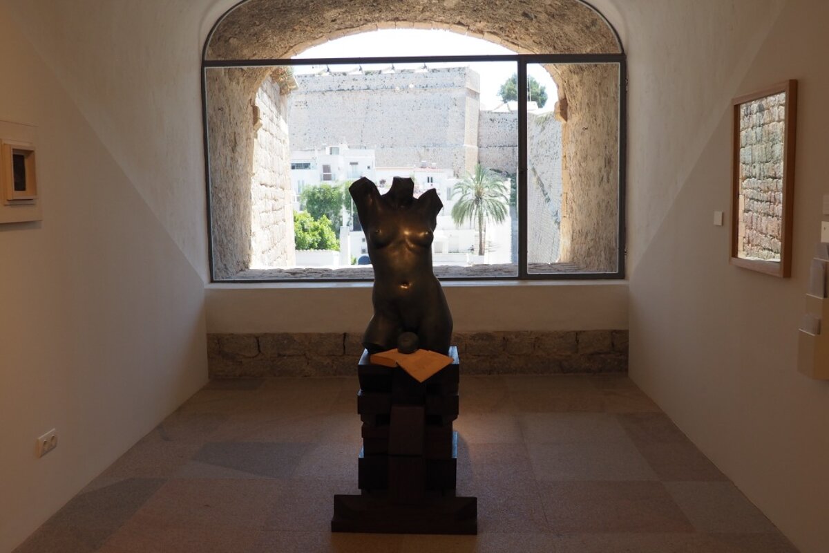 inside MACE museum in Ibiza Town looking out the window