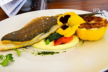 a plate of fish and mash