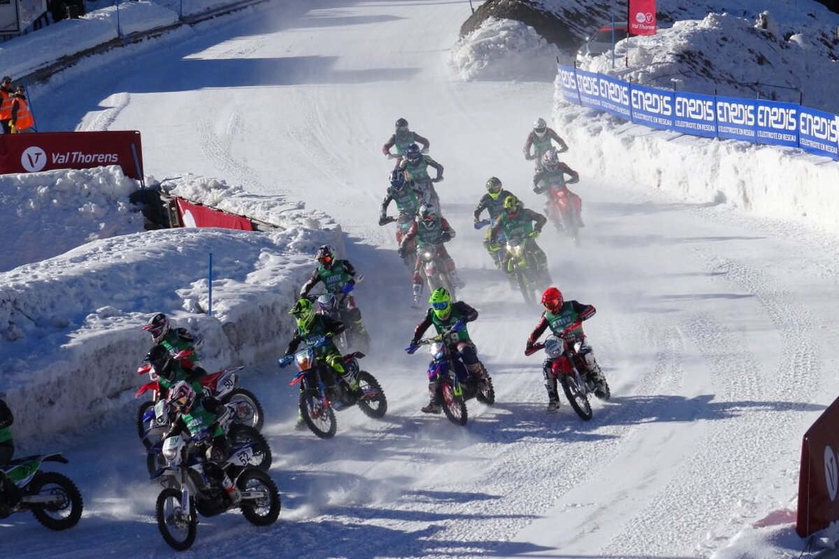 motorbikes racing on an ice circuit