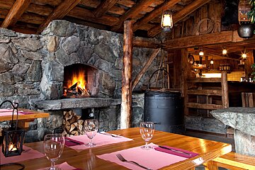 The interior of the restaurant La Marmotte in Verbier