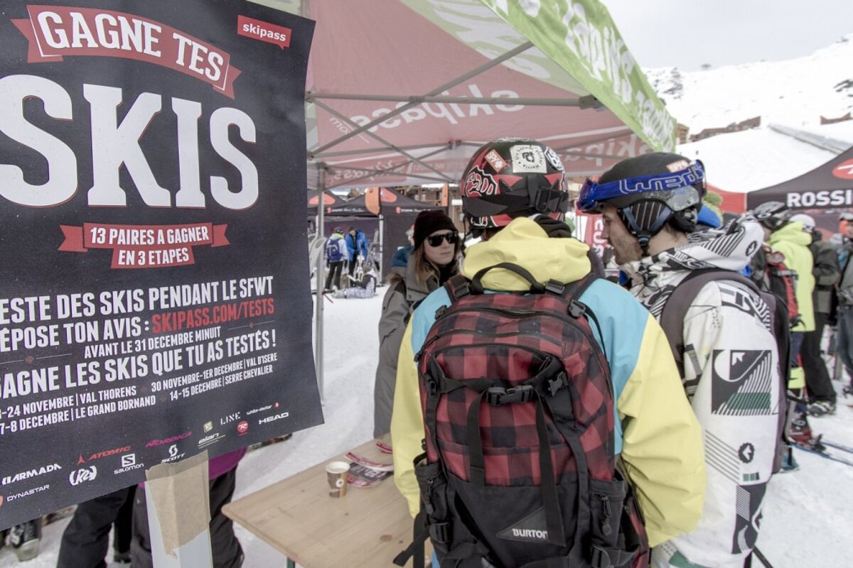 A sign that says gagne tes skis on it