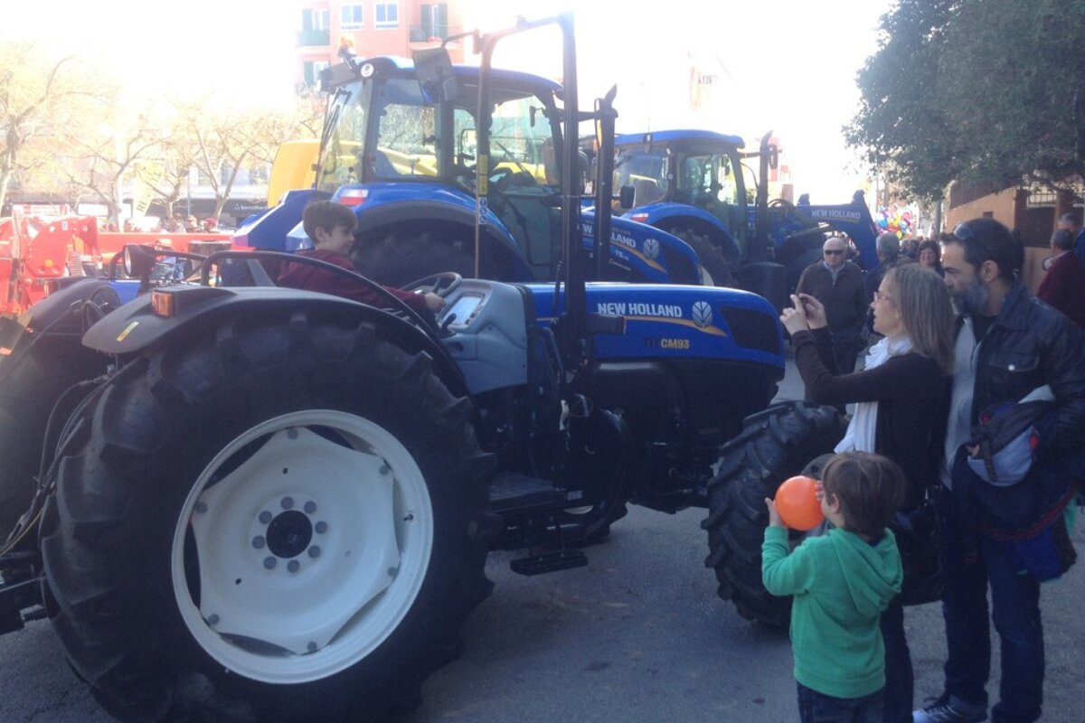 Tractors on display at agricultural fair in pama