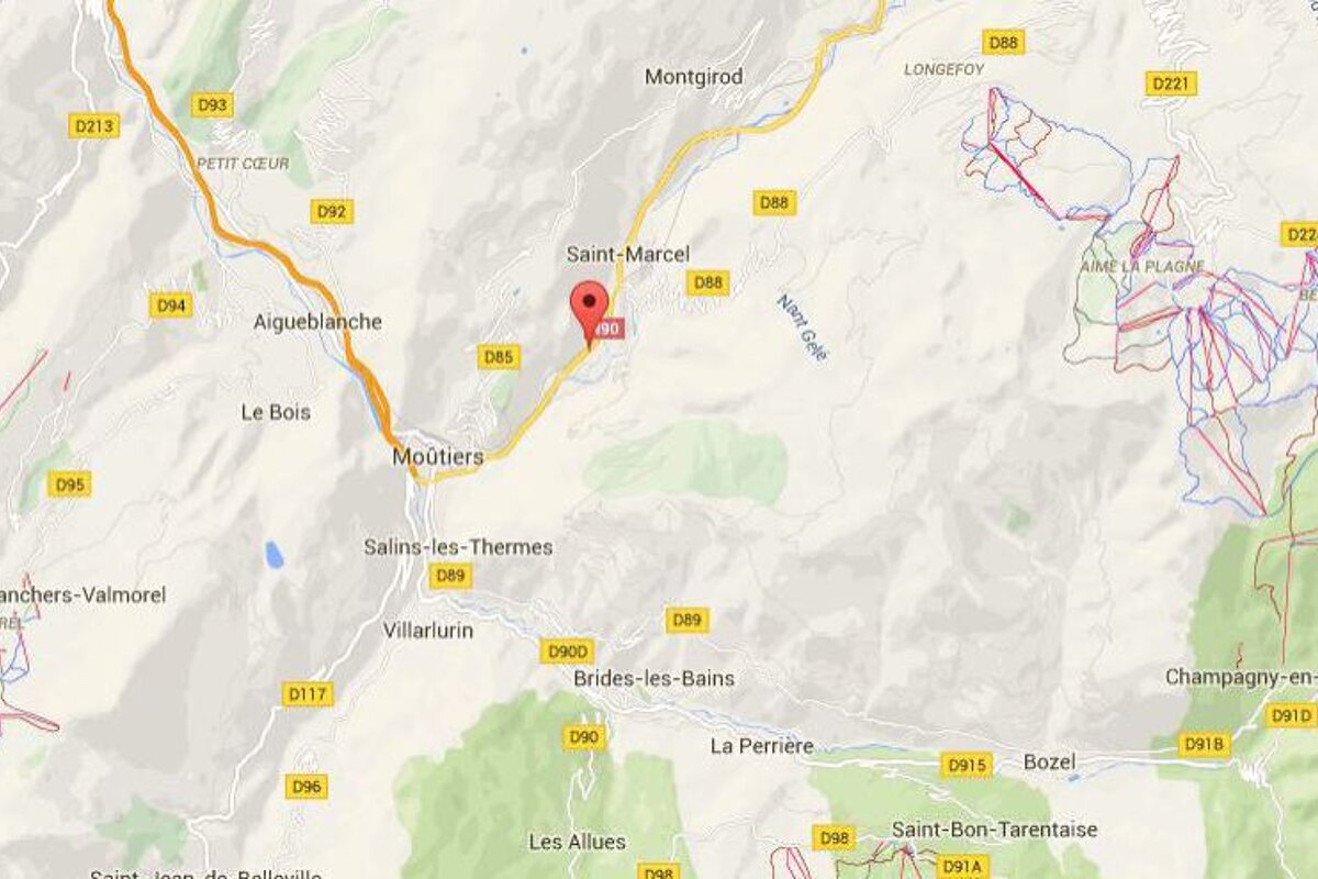 a map showing the location of a rock fall