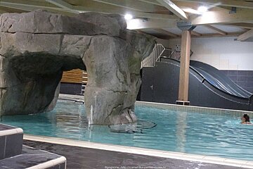 rock feature in a swimming pool
