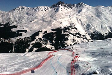a view of a piste in Meribel used for Wolrd cup racing