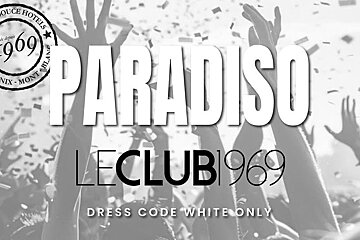 Black and white club event poster featuring 
