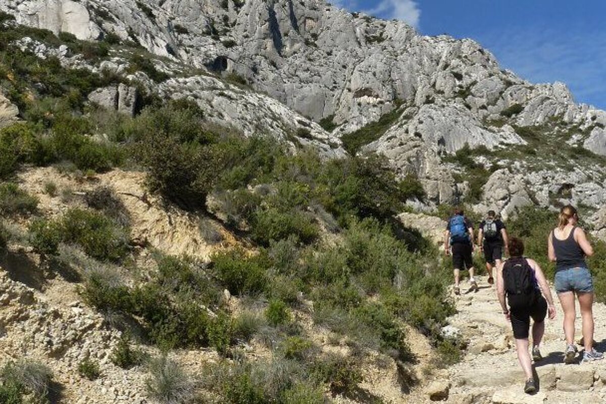 hikers at sainte-Victoire Aix, Provence