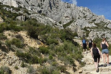 hikers at sainte-Victoire Aix, Provence