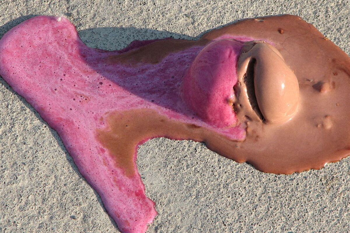 melting ice cream on the ground