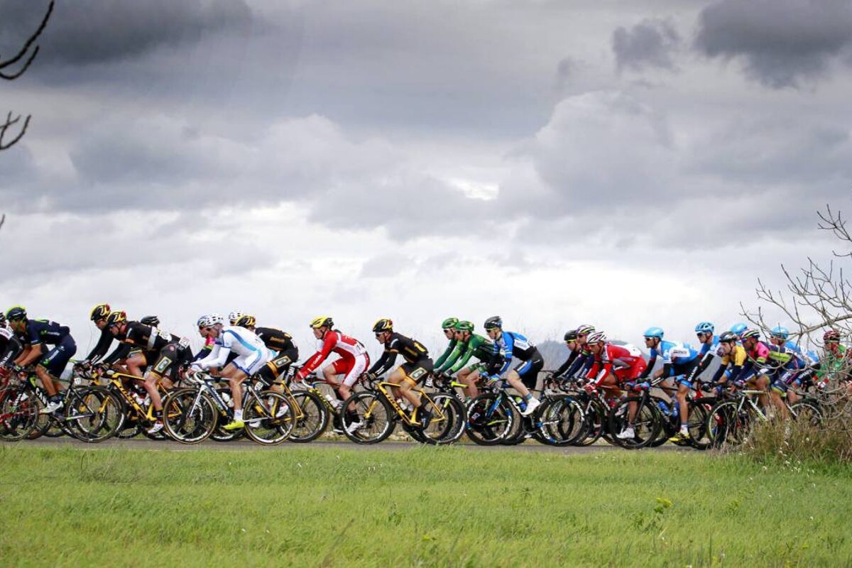 cyclists in mallorca on a grey day