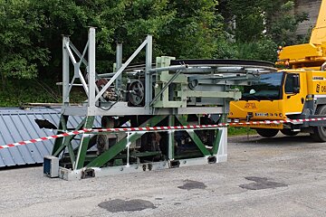 part of a ski lift on the ground
