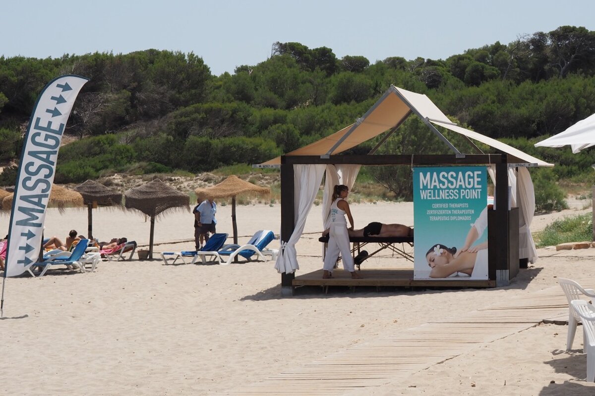 a massage station on the beach in majorca