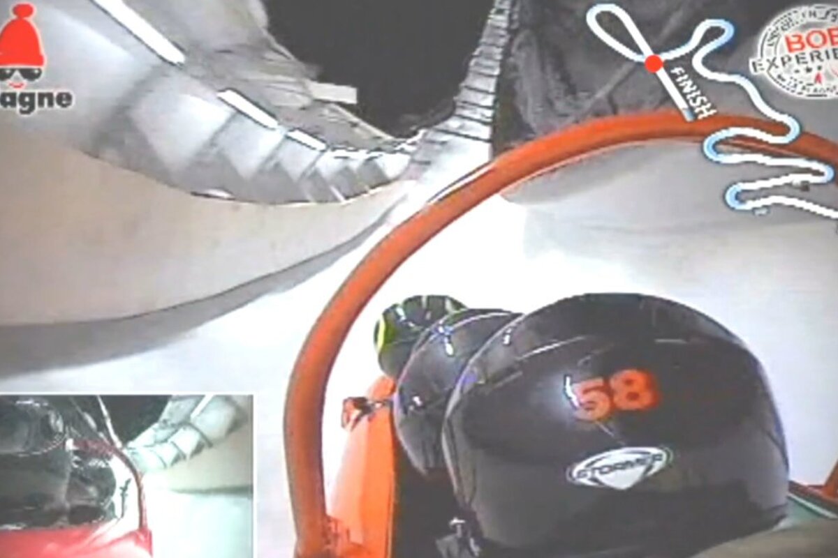 a hard right turn on the bobsleigh track
