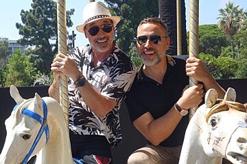David Furnish & David Walliams in Nice