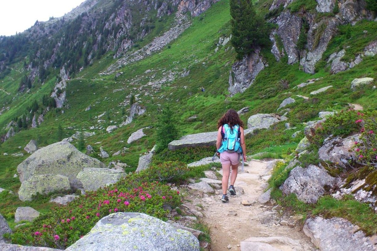 A hiker in the mountains in Chamonix