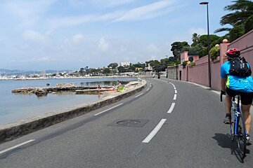 road biking past the sea