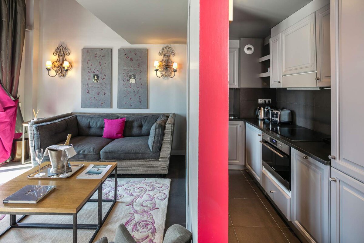 A living room with a couch and a coffee table