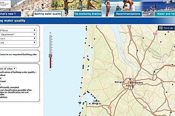 interactive map for bathing spots & water quality in Bordeaux