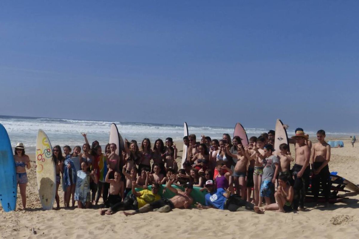 surfers on the beach at Le Porge Bordeaux region