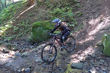 a mountain biker on a natural trail in chamonix