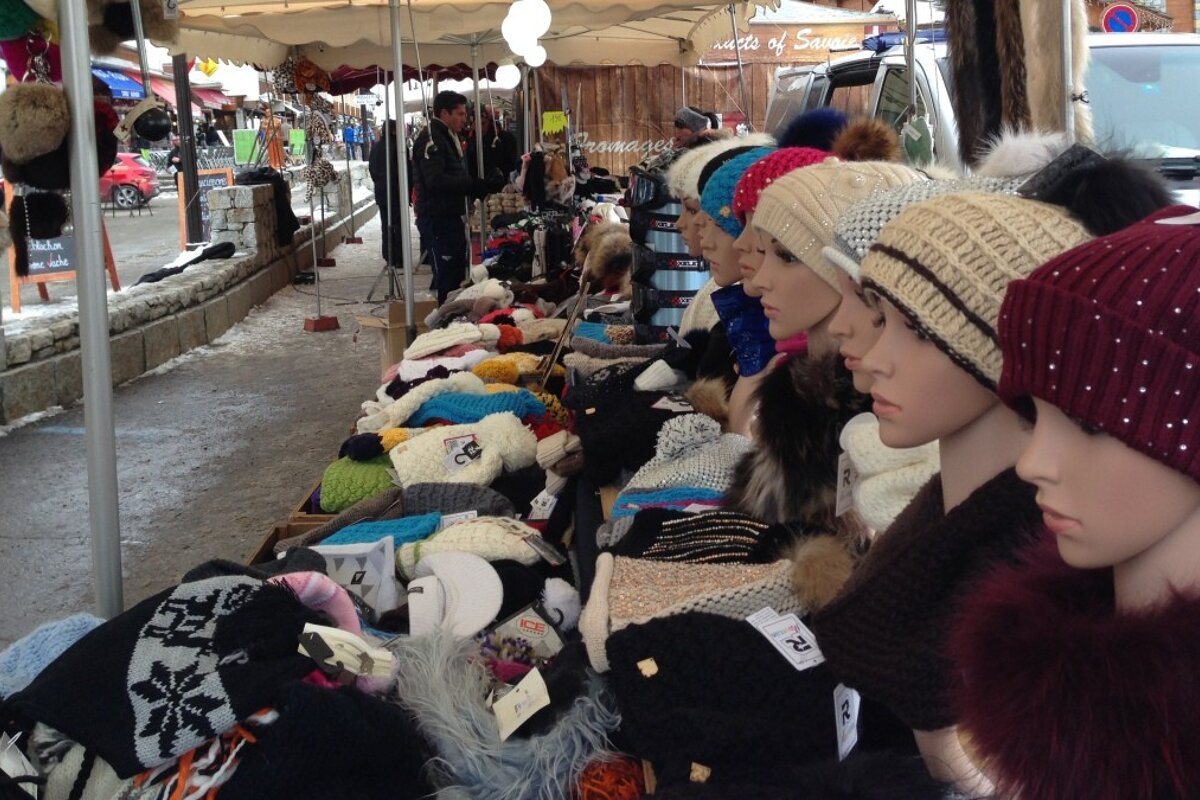 a hat stand at the local market