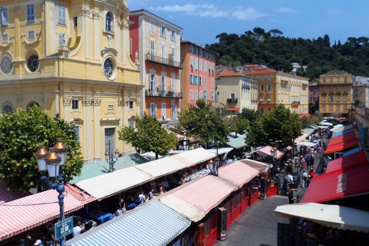 looking down on the market from above
