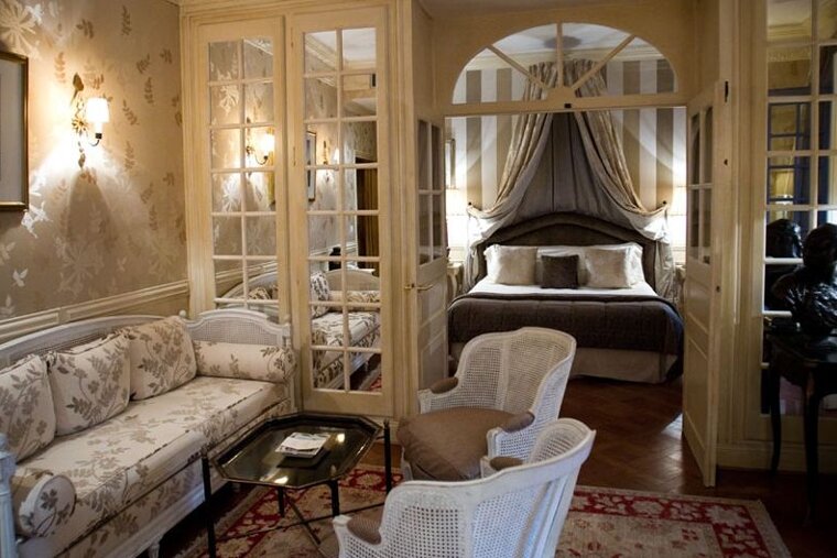 Suite lavishly decorated and traditionally styled with mirrored entrance to the bedroom