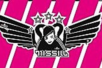 A black and white logo with wings and stars on a pink background