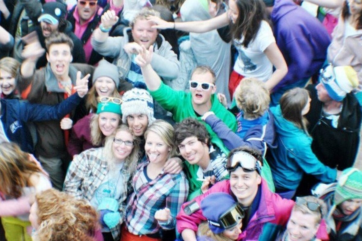 an image of a crowd of people from above