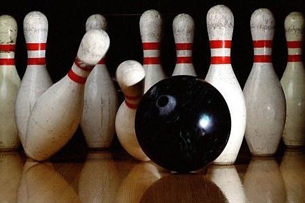 some skittles and a bowling ball