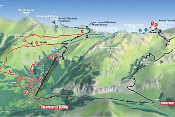 a trail map for champagny in la plagne