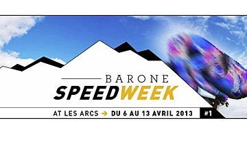 An advertisement for barone speedweek at les arcs du 6 au 13 avril 2013