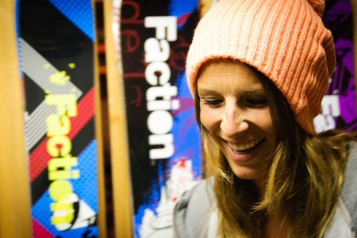 an image of beanie milne home from faction skis