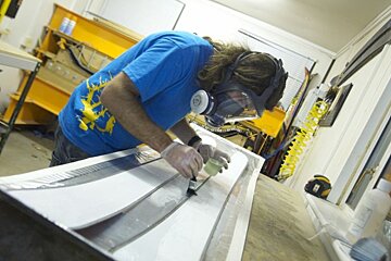 Photo of Tom from Fork Tree skis building skis