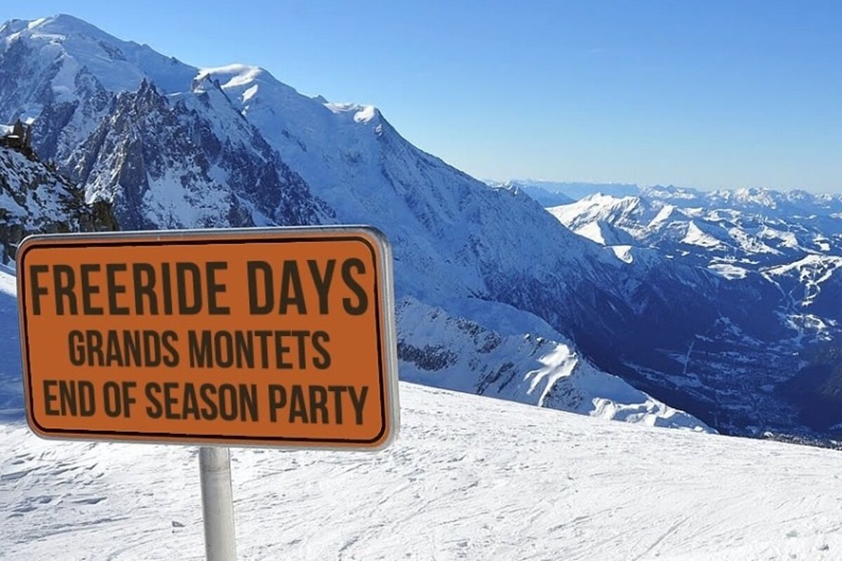 Freeride Days sign at the Grands Montets
