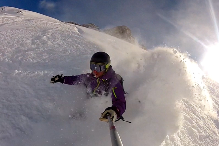 an image of a go pro powder skier in courchevel