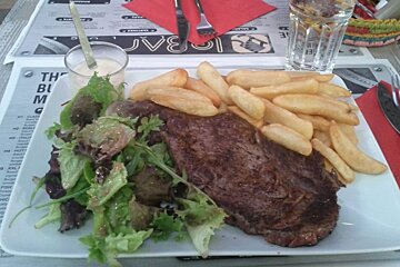 a picture of a plate of steak and chips