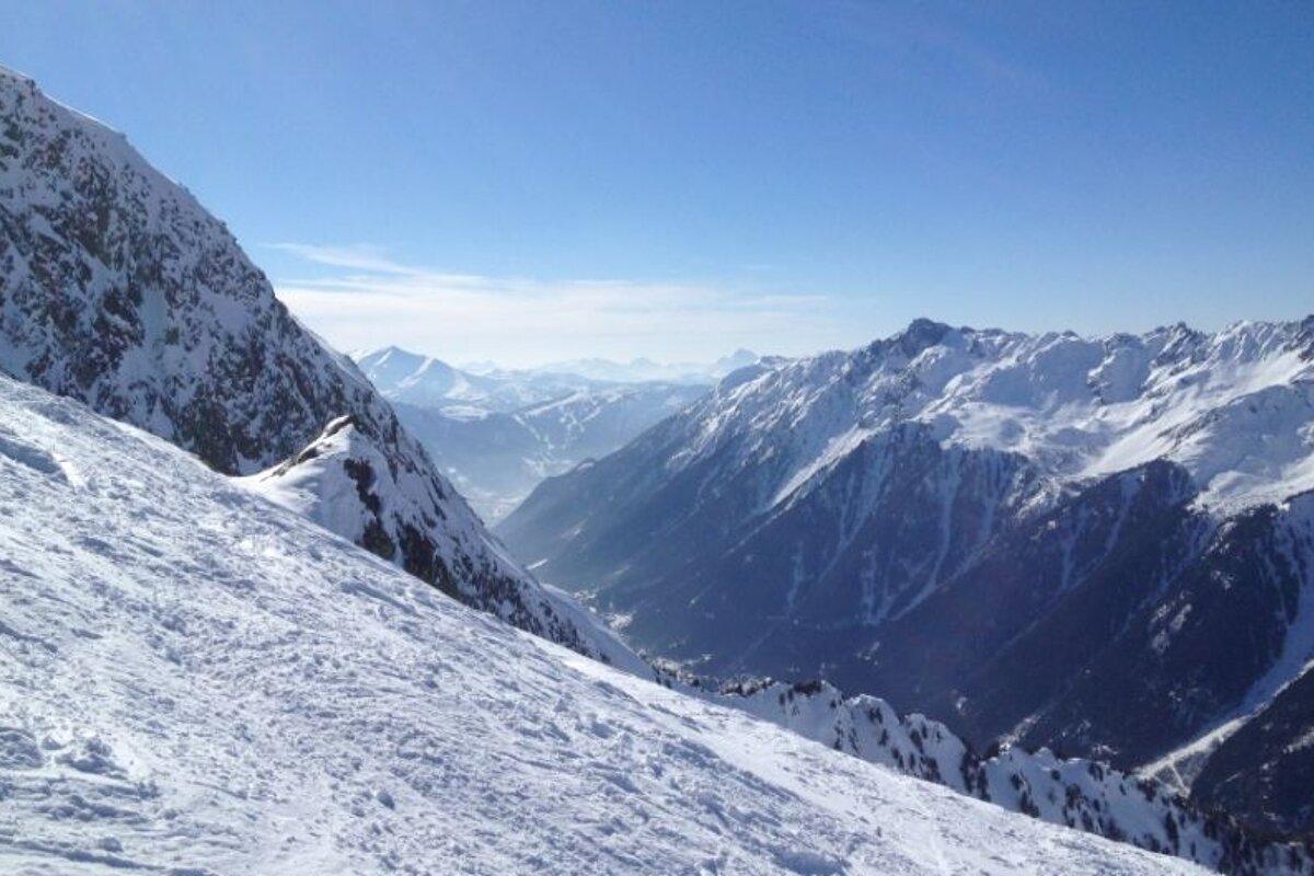 image of the Chamonix Valley from off piste runs