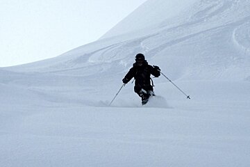 skier in powder