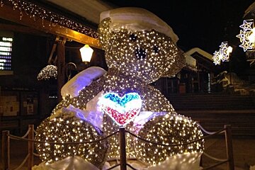an image of the meribel bear lit up
