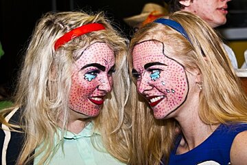 an image of two blonde girls in fancy dress