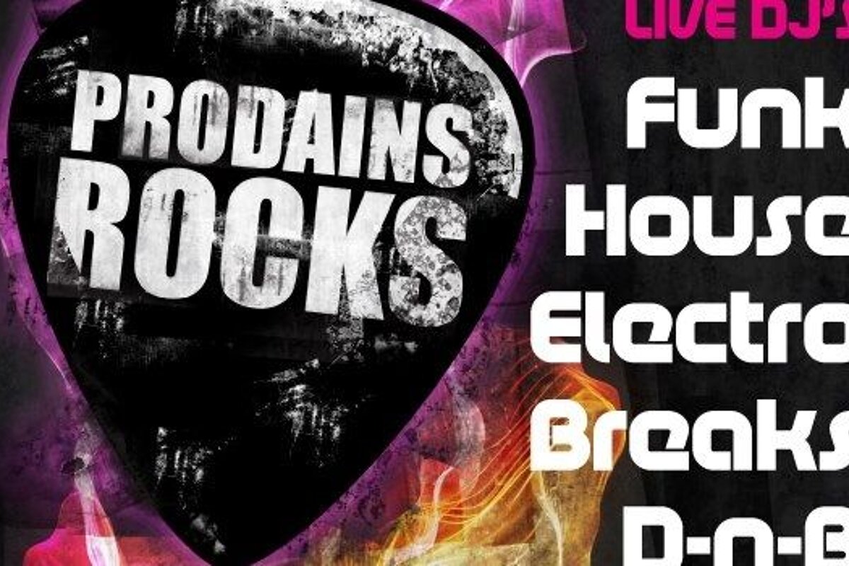 A guitar pick with the words prodains rocks on it