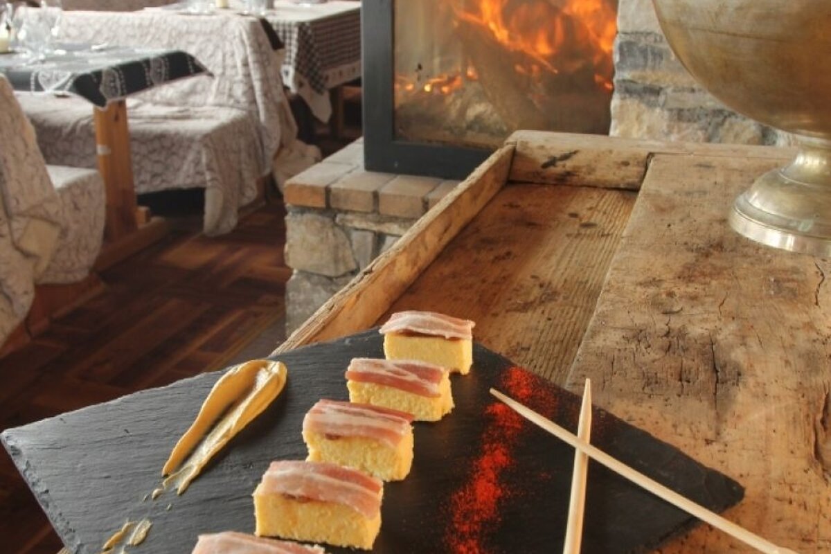 a large fireplace in a restaurant 