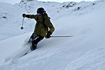 skier in powder
