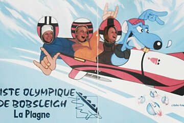 an image of people in a photo of a bobsleigh