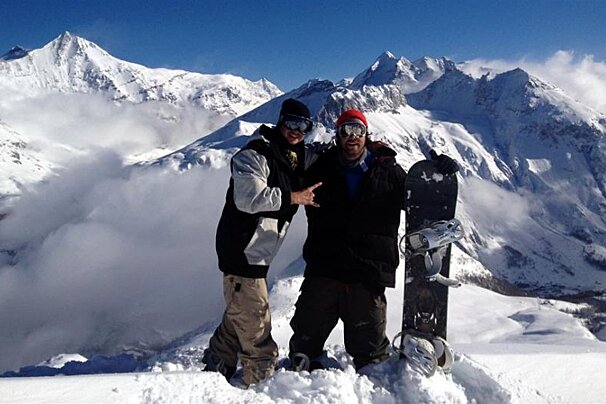 snowboarders top of tignes