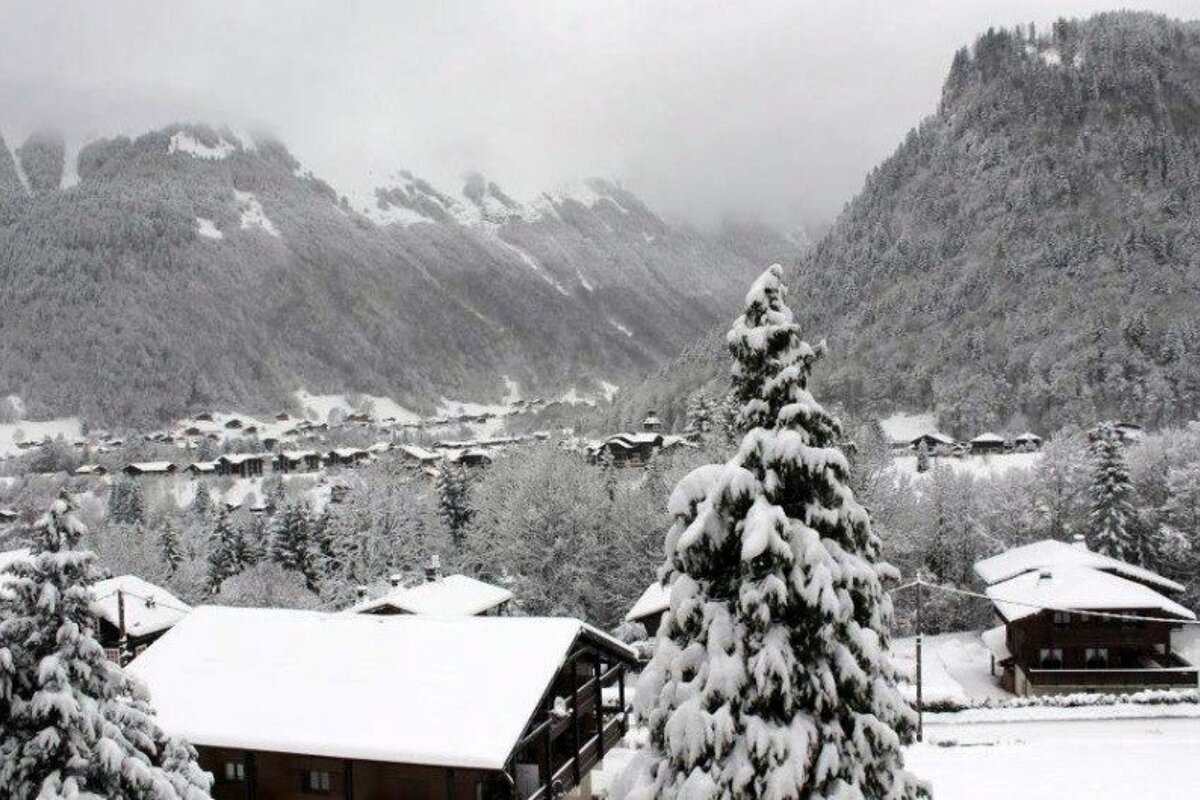 snowy Morzine village