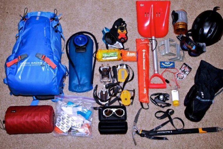Typical equipment pack list for Mont Blanc