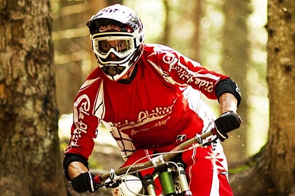 close up mountain biker on trail